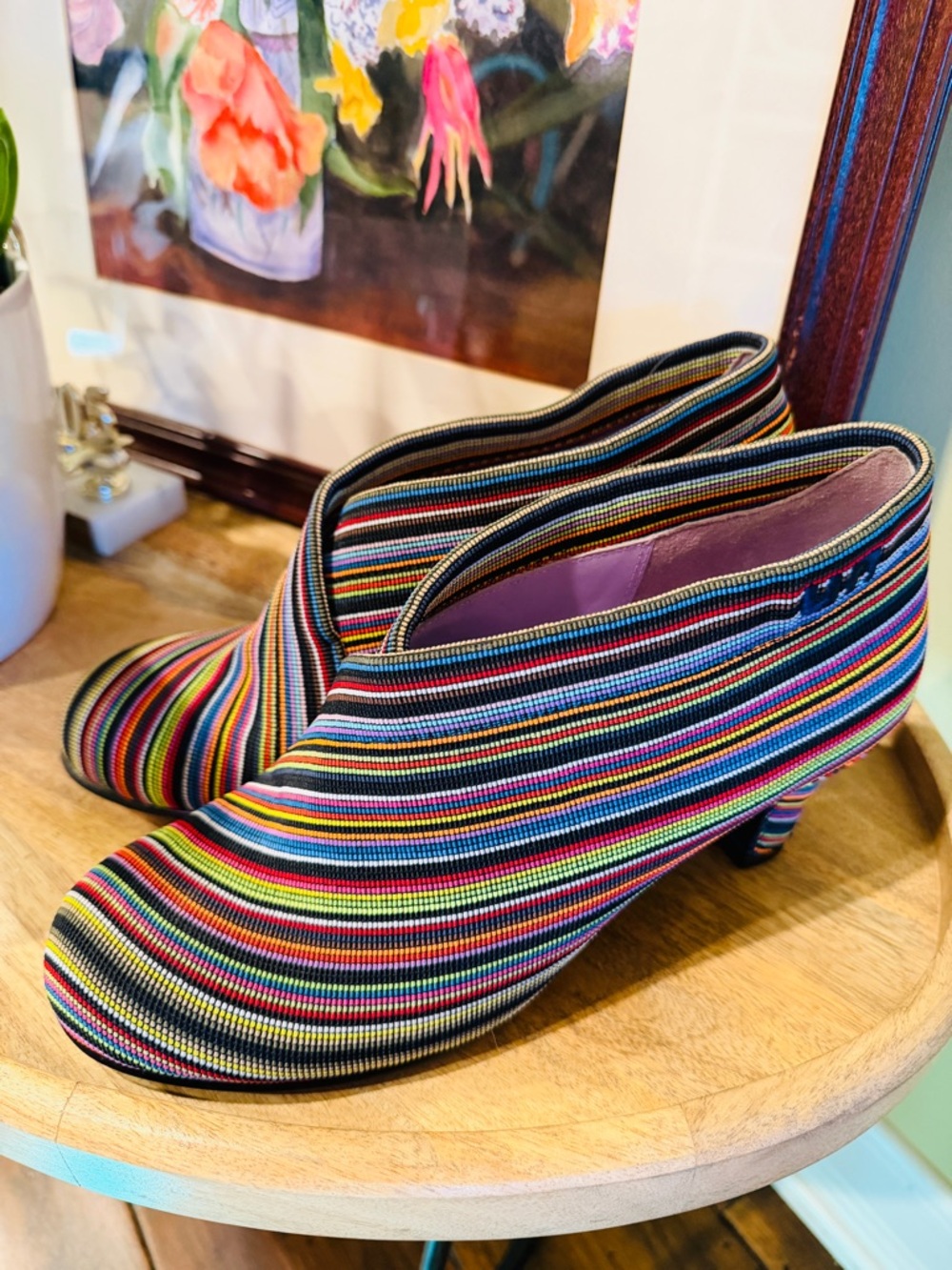 United Nude Multicolor Striped Ankle Booties EURO 38 U.S. 8 
NEW/NEVER WORN